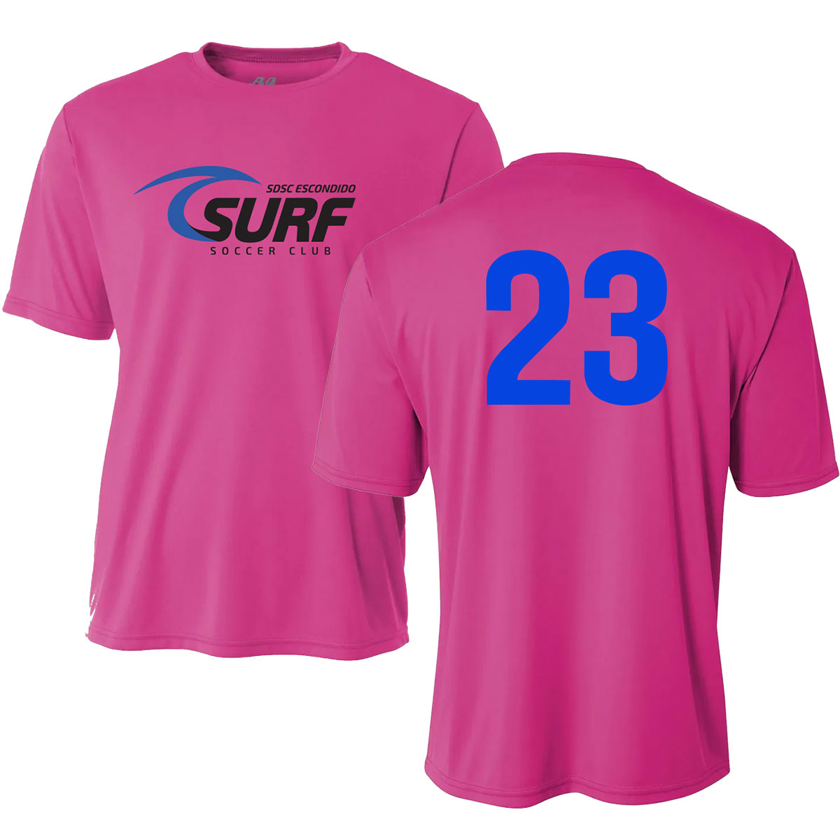 ESCONDIDO SURF LOGO PERFORMANCE SHORT SLEEVE TEE - ROYAL NUMBERS