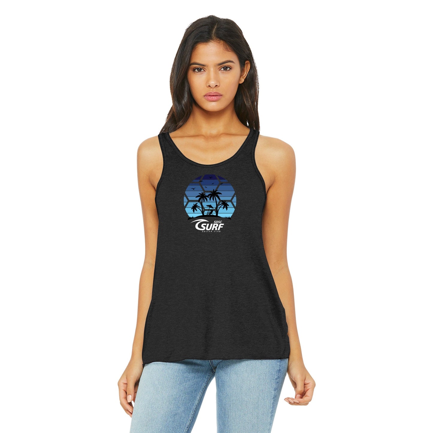 SDSC SUNSET BELLA+CANVAS FLOWY RACERBACK TANK