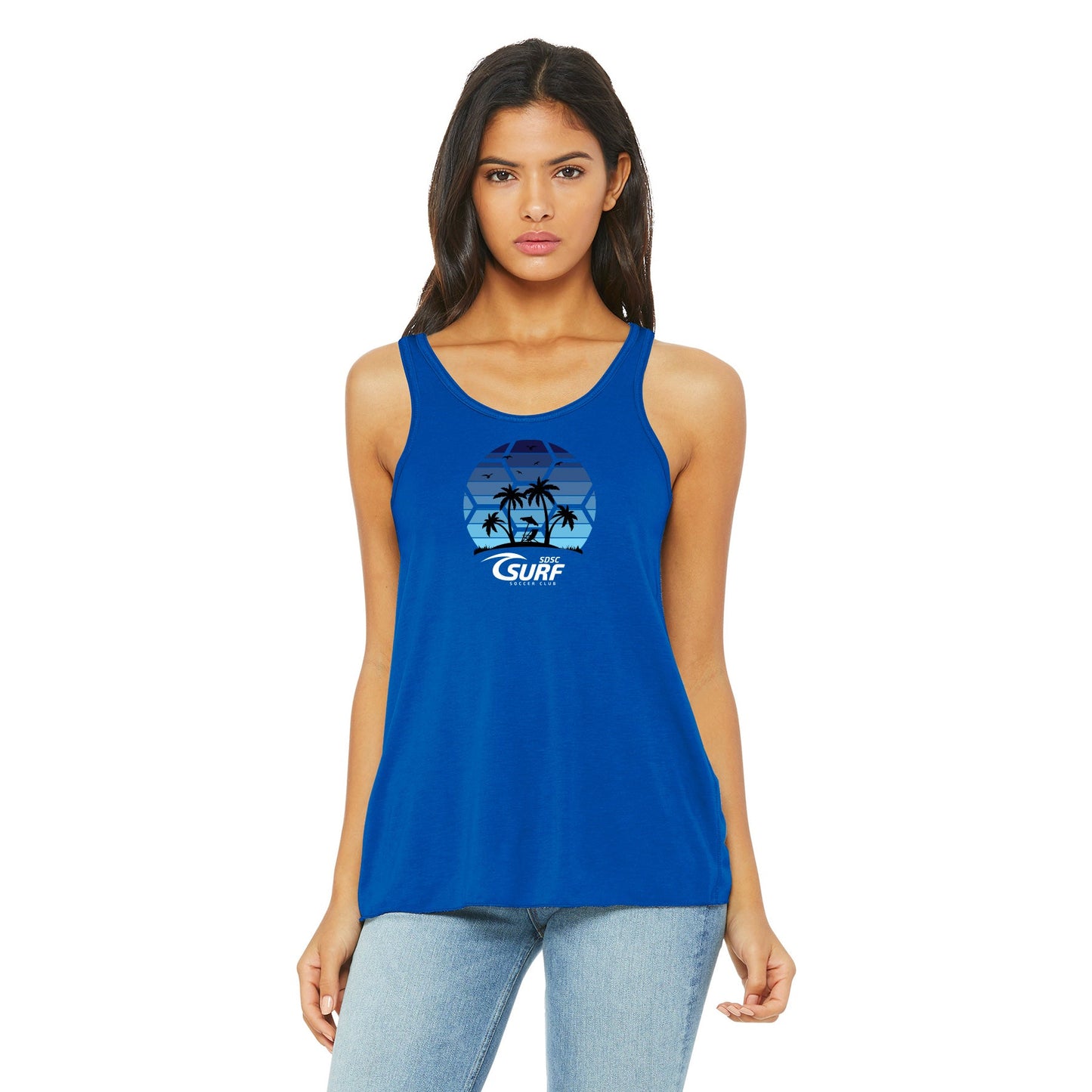 SDSC SUNSET BELLA+CANVAS FLOWY RACERBACK TANK