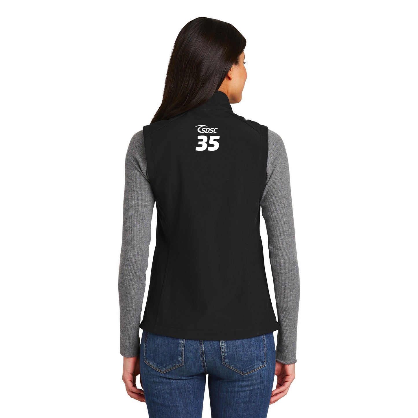 SDSC LOGO WITH NUMBER LADIES CORE SOFT SHELL VEST