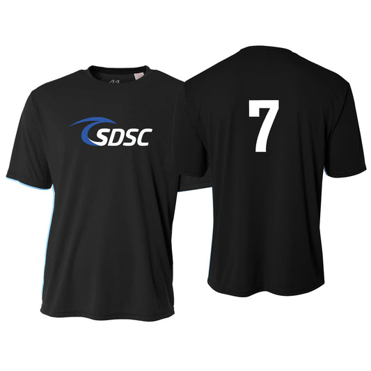 SDSC PLAYER TEMPORARY KIT - BLACK WITH NUMBER - YOUTH JERSEY ONLY